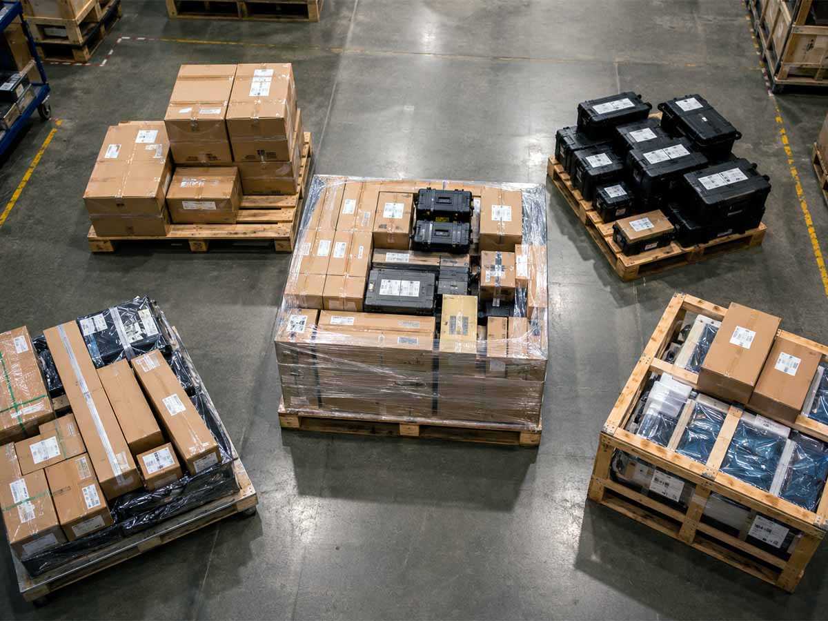 Партии электроники Honeywell из разных стран, собранные на складе перед общей отправкой на Сахалин