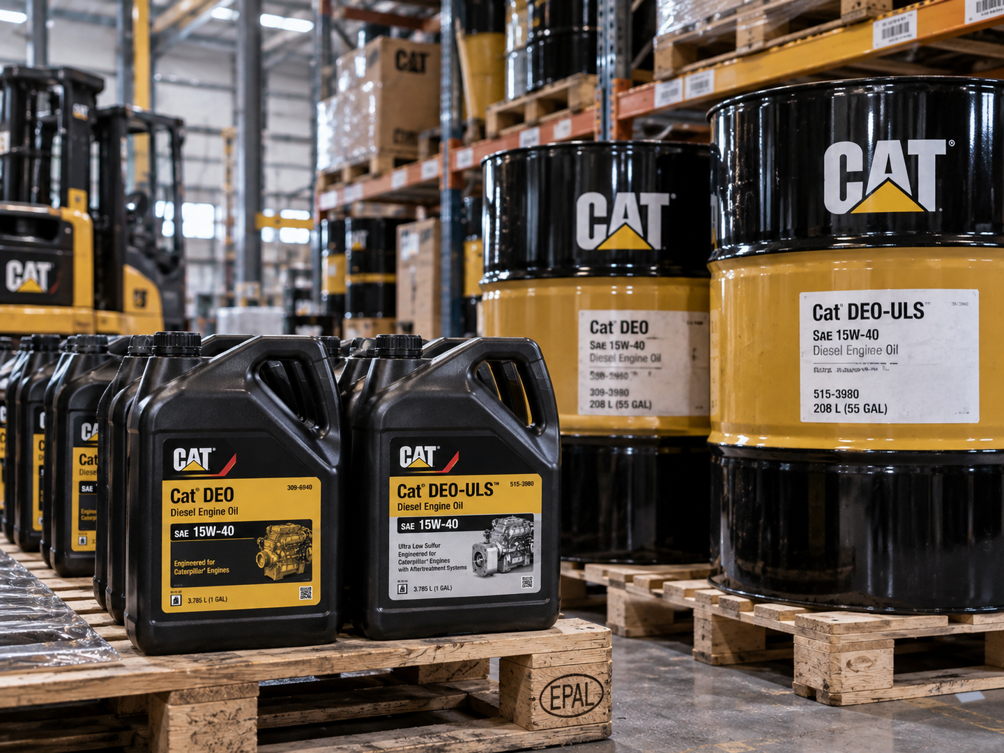 Моторные масла Caterpillar Cat DEO 15W-40 и Cat DEO-ULS 15W-40 в канистрах и бочках на складе